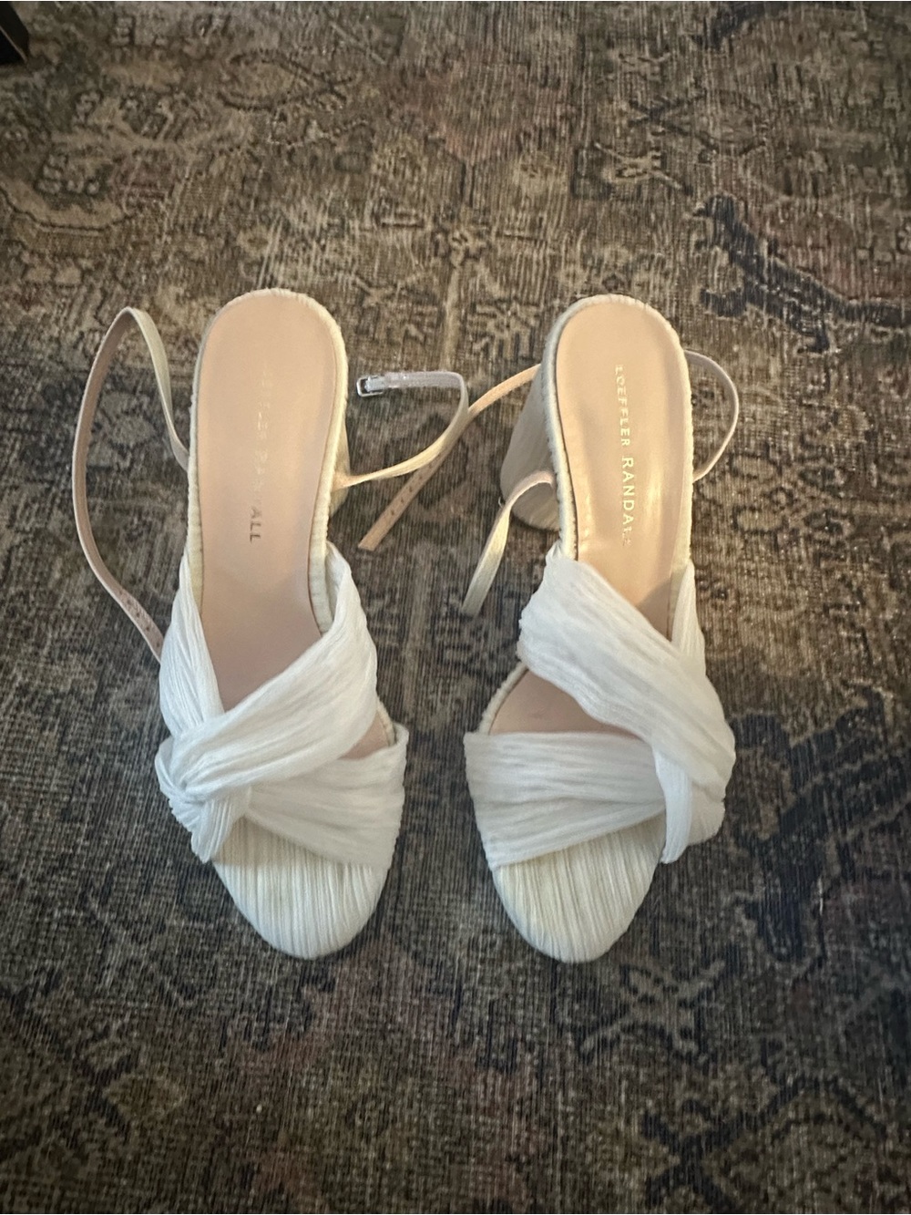 White Twisted Strap Heeled Sandals